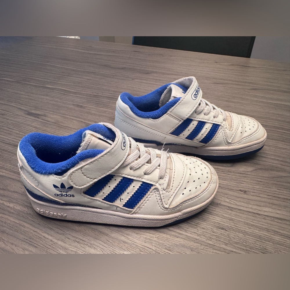 Adidas Kids White and Royal Blue Sneakers